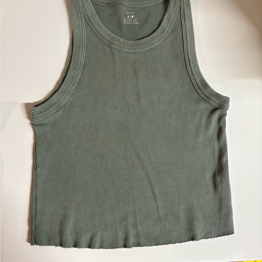 Aerie Ribbed Tank Top - Sage Green